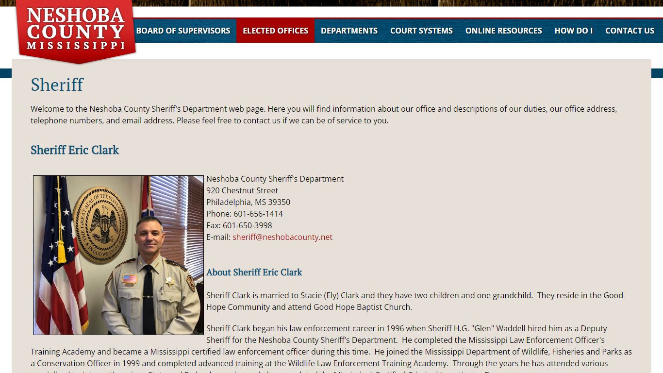 Sheriff | Neshoba County Board of Supervisors